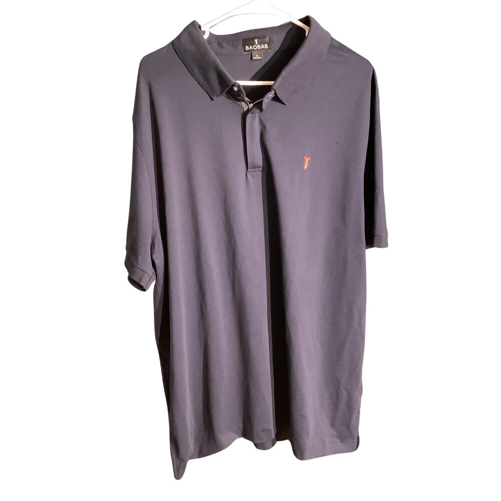 Baobab Men’s Navy Blue Zip Polo Shirt Size 4XL — Casual, Golf, Classic